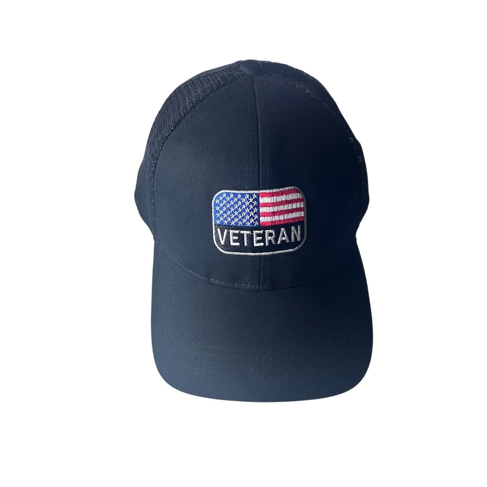 Sonoma Community Mens Veteran American Flag Trucker Hat Black Snapback MRR34HT02